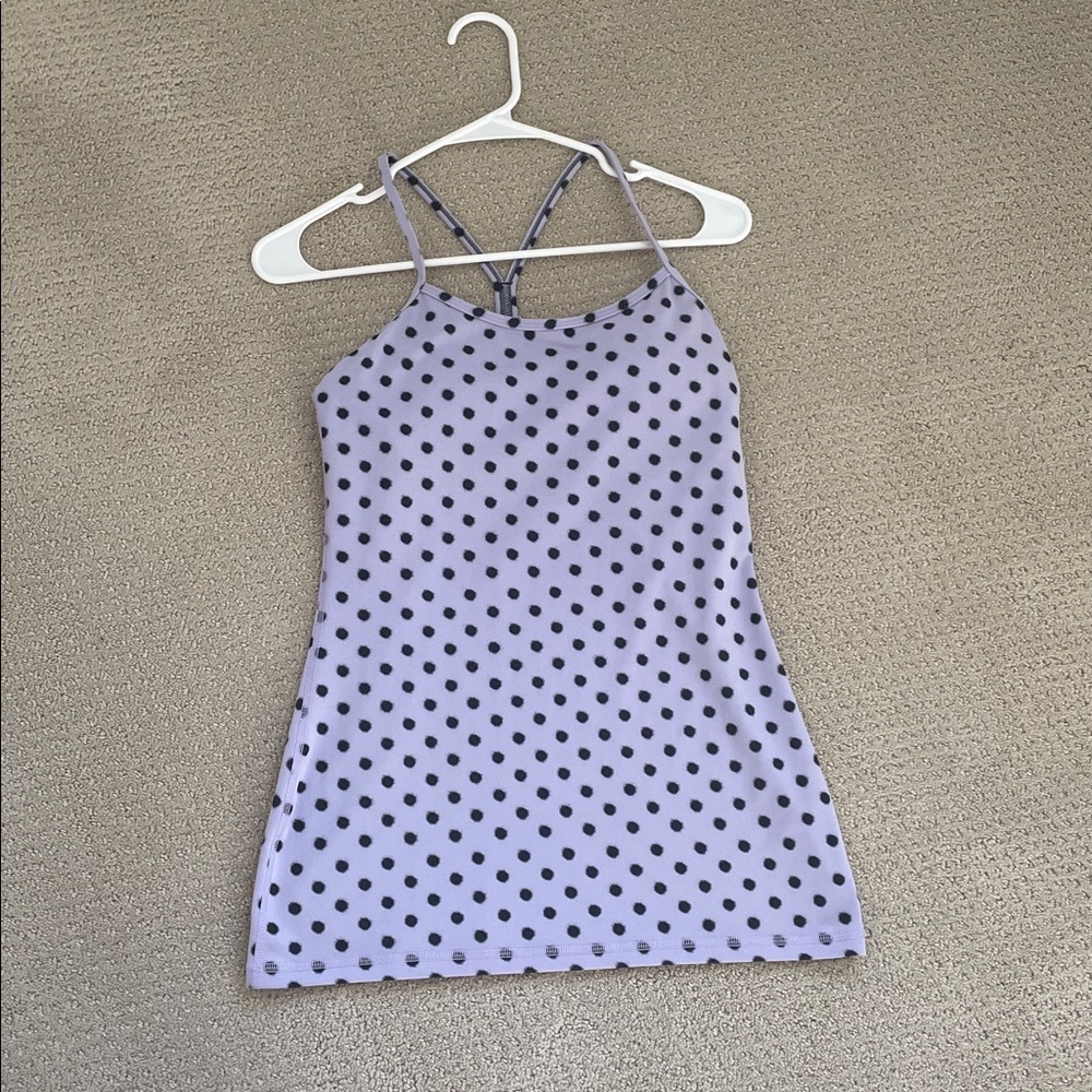 Lululemon Athletica Light Purple / Periwinkle with black polka dots Tank Top